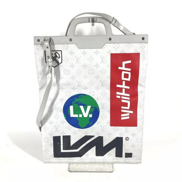 LOUIS VUITTON M44627 MonogramWhite Flat Vertical Tote 2WAY Shoulder Bag Tote Bag - Picture 1 of 16
